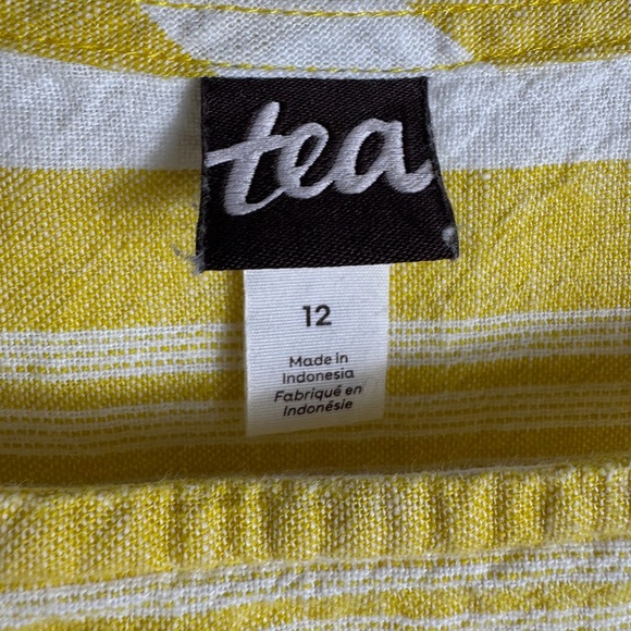 Tea Collection Striped Button Shoulder Hi-Low Hem Dress, Size 12 - Picture 5 of 7